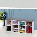 Szafka na buty z szarą poduszką 10 półek biała ModernHome