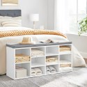 Szafka na buty z szarą poduszką 10 półek biała ModernHome