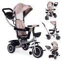Trójkołowy rowerek spacerówka 2w1 obracane siedzisko składany daszek - beżowy ECOTOYS ECOTOYS