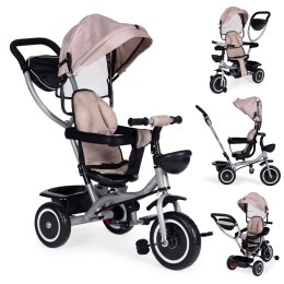 Trójkołowy rowerek spacerówka 2w1 obracane siedzisko składany daszek - beżowy ECOTOYS ECOTOYS