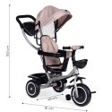 Trójkołowy rowerek spacerówka 2w1 obracane siedzisko składany daszek - beżowy ECOTOYS ECOTOYS