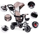 Trójkołowy rowerek spacerówka 2w1 obracane siedzisko składany daszek - beżowy ECOTOYS ECOTOYS