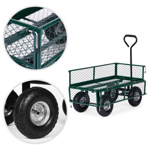 Wózek transportowy ogrodowy 200 kg otwierane burty duże pompowane koła MultiGarden MultiGarden Wózek transportowy ogrodowy 200 kg otwierane burty duże pompowane koła MultiGarden MultiGarden