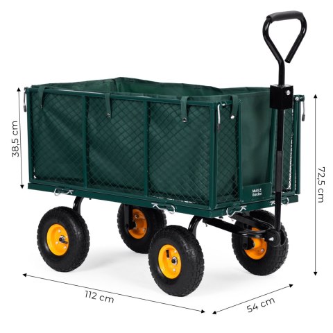 Wózek transportowy ogrodowy 400 kg do traktorka otwierane burty duże pompowane koła MultiGarden MultiGarden Wózek transportowy ogrodowy 400 kg do traktorka otwierane burty duże pompowane koła MultiGarden MultiGarden