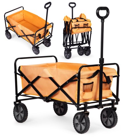 Wózek transportowy składany duży wózek ogrodowy plażowy pomarańczowy 47x105 cm MultiGarden MultiGarden Wózek transportowy składany duży wózek ogrodowy plażowy pomarańczowy 47x105 cm MultiGarden MultiGarden