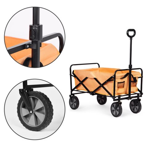 Wózek transportowy składany duży wózek ogrodowy plażowy pomarańczowy 47x105 cm MultiGarden MultiGarden Wózek transportowy składany duży wózek ogrodowy plażowy pomarańczowy 47x105 cm MultiGarden MultiGarden