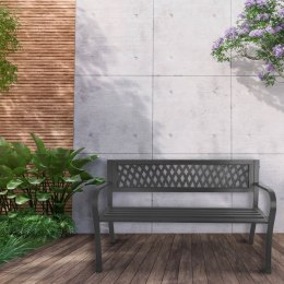 Ażurowa ławka ogrodowa z oparciem parkowa na taras balkon metalowa konstrukcja grafitowa LONGWELL INDUSTRIAL LTD