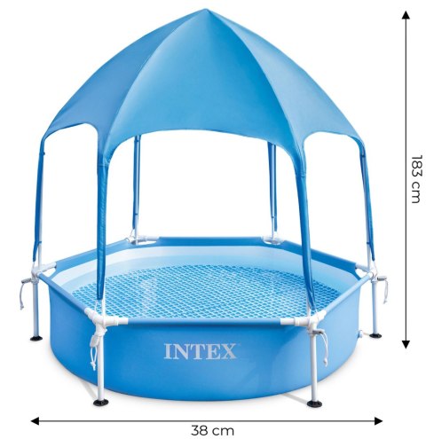 Basen stelażowy okrągły brodzik z daszkiem dla dzieci 183x38 cm INTEX 28209 INTEX Basen stelażowy okrągły brodzik z daszkiem dla dzieci 183x38 cm INTEX 28209 INTEX