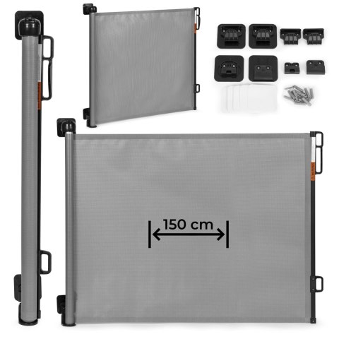 Bramka barierka roleta 150 cm ochronna zabezpieczająca na schody i drzwi - szara ECOTOYS ECOTOYS Bramka barierka roleta 150 cm ochronna zabezpieczająca na schody i drzwi - szara ECOTOYS ECOTOYS