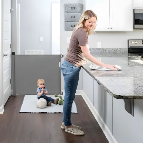 Bramka barierka roleta 150 cm ochronna zabezpieczająca na schody i drzwi - szara ECOTOYS ECOTOYS Bramka barierka roleta 150 cm ochronna zabezpieczająca na schody i drzwi - szara ECOTOYS ECOTOYS