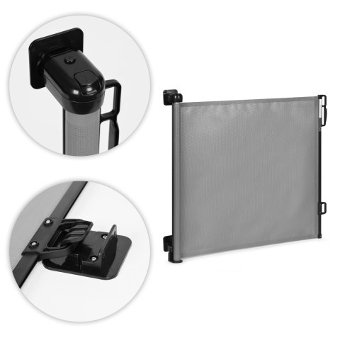 Bramka barierka roleta 150 cm ochronna zabezpieczająca na schody i drzwi - szara ECOTOYS ECOTOYS Bramka barierka roleta 150 cm ochronna zabezpieczająca na schody i drzwi - szara ECOTOYS ECOTOYS