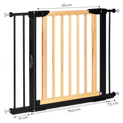 Bramka barierka zabezpieczająca 74-100 cm na schody i drzwi metal drewno dodatkowe panele ECOTOYS Bramka barierka zabezpieczająca 74-100 cm na schody i drzwi metal drewno dodatkowe panele ECOTOYS