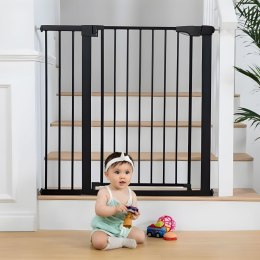 Bramka barierka zabezpieczająca 74-105 cm na schody i drzwi stal dodatkowe panele czarna ECOTOYS ECOTOYS