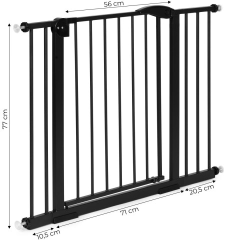 Bramka barierka zabezpieczająca 74-105 cm na schody i drzwi stal dodatkowe panele czarna ECOTOYS ECOTOYS Bramka barierka zabezpieczająca 74-105 cm na schody i drzwi stal dodatkowe panele czarna ECOTOYS ECOTOYS