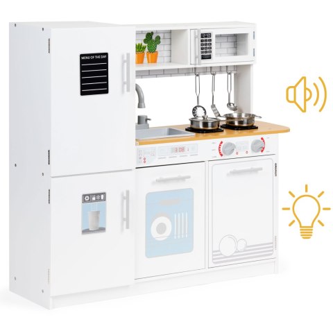 Drewniana kuchnia dla dzieci światło led + garnki ECOTOYS ECOTOYS Drewniana kuchnia dla dzieci światło led + garnki ECOTOYS ECOTOYS