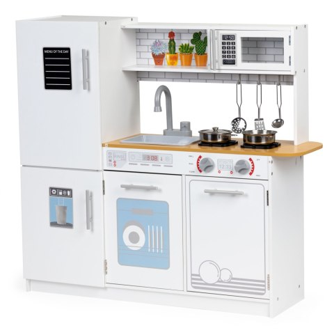 Drewniana kuchnia dla dzieci światło led + garnki ECOTOYS ECOTOYS Drewniana kuchnia dla dzieci światło led + garnki ECOTOYS ECOTOYS