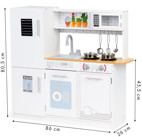 Drewniana kuchnia dla dzieci światło led + garnki ECOTOYS ECOTOYS Drewniana kuchnia dla dzieci światło led + garnki ECOTOYS ECOTOYS