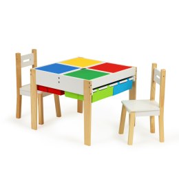 Drewniane meble dla dzieci zestaw stół + 2 krzesła ECOTOYS ECOTOYS