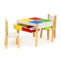 Drewniane meble dla dzieci zestaw stół + 2 krzesła ECOTOYS ECOTOYS