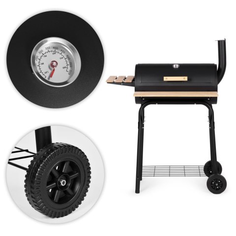 Duży grill ogrodowy z termometrem komin 3 półki koła MultiGarden MultiGarden Duży grill ogrodowy z termometrem komin 3 półki koła MultiGarden MultiGarden