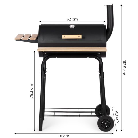 Duży grill ogrodowy z termometrem komin 3 półki koła MultiGarden MultiGarden Duży grill ogrodowy z termometrem komin 3 półki koła MultiGarden MultiGarden