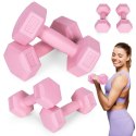 Hantle sześciokątne zestaw 2x1 kg ciężarki do ćwiczeń obciążniki fitness różowe ModernHome ModernHome