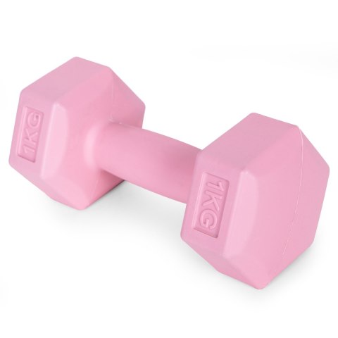 Hantle sześciokątne zestaw 2x1 kg ciężarki do ćwiczeń obciążniki fitness różowe ModernHome ModernHome Hantle sześciokątne zestaw 2x1 kg ciężarki do ćwiczeń obciążniki fitness różowe ModernHome ModernHome