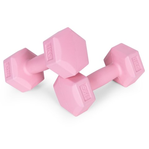 Hantle sześciokątne zestaw 2x1 kg ciężarki do ćwiczeń obciążniki fitness różowe ModernHome ModernHome Hantle sześciokątne zestaw 2x1 kg ciężarki do ćwiczeń obciążniki fitness różowe ModernHome ModernHome