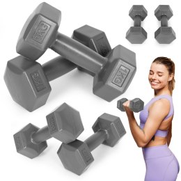Hantle sześciokątne zestaw 2x1 kg ciężarki do ćwiczeń obciążniki fitness szare ModernHome ModernHome