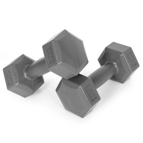 Hantle sześciokątne zestaw 2x1 kg ciężarki do ćwiczeń obciążniki fitness szare ModernHome ModernHome Hantle sześciokątne zestaw 2x1 kg ciężarki do ćwiczeń obciążniki fitness szare ModernHome ModernHome