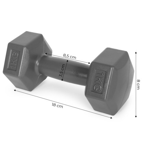 Hantle sześciokątne zestaw 2x1 kg ciężarki do ćwiczeń obciążniki fitness szare ModernHome ModernHome Hantle sześciokątne zestaw 2x1 kg ciężarki do ćwiczeń obciążniki fitness szare ModernHome ModernHome
