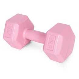 Hantle sześciokątne zestaw 2x2 kg ciężarki do ćwiczeń obciążniki fitness różowe ModernHome ModernHome