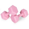 Hantle sześciokątne zestaw 2x2 kg ciężarki do ćwiczeń obciążniki fitness różowe ModernHome ModernHome
