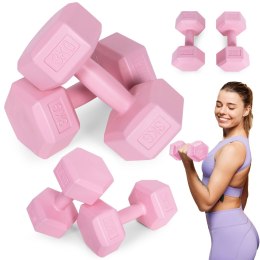 Hantle sześciokątne zestaw 2x3 kg ciężarki do ćwiczeń obciążniki fitness różowe ModernHome ModernHome