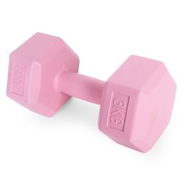 Hantle sześciokątne zestaw 2x3 kg ciężarki do ćwiczeń obciążniki fitness różowe ModernHome ModernHome