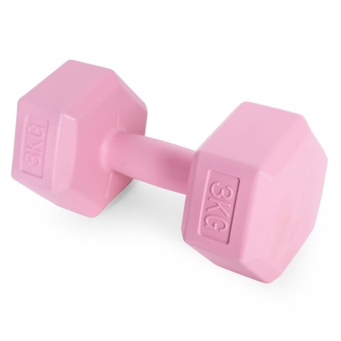Hantle sześciokątne zestaw 2x3 kg ciężarki do ćwiczeń obciążniki fitness różowe ModernHome ModernHome Hantle sześciokątne zestaw 2x3 kg ciężarki do ćwiczeń obciążniki fitness różowe ModernHome ModernHome