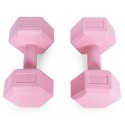 Hantle sześciokątne zestaw 2x3 kg ciężarki do ćwiczeń obciążniki fitness różowe ModernHome ModernHome