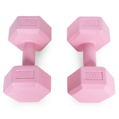 Hantle sześciokątne zestaw 2x3 kg ciężarki do ćwiczeń obciążniki fitness różowe ModernHome ModernHome Hantle sześciokątne zestaw 2x3 kg ciężarki do ćwiczeń obciążniki fitness różowe ModernHome ModernHome