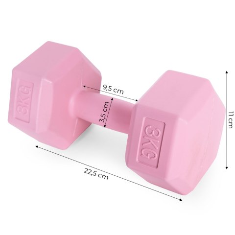 Hantle sześciokątne zestaw 2x3 kg ciężarki do ćwiczeń obciążniki fitness różowe ModernHome ModernHome Hantle sześciokątne zestaw 2x3 kg ciężarki do ćwiczeń obciążniki fitness różowe ModernHome ModernHome