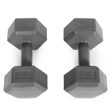 Hantle sześciokątne zestaw 2x3 kg ciężarki do ćwiczeń obciążniki fitness szare ModernHome ModernHome Hantle sześciokątne zestaw 2x3 kg ciężarki do ćwiczeń obciążniki fitness szare ModernHome ModernHome