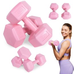 Hantle sześciokątne zestaw 2x4 kg ciężarki do ćwiczeń obciążniki fitness różowe ModernHome ModernHome
