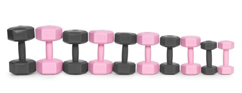 Hantle sześciokątne zestaw 2x4 kg ciężarki do ćwiczeń obciążniki fitness różowe ModernHome ModernHome Hantle sześciokątne zestaw 2x4 kg ciężarki do ćwiczeń obciążniki fitness różowe ModernHome ModernHome