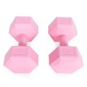 Hantle sześciokątne zestaw 2x5 kg ciężarki do ćwiczeń obciążniki fitness różowe ModernHome ModernHome