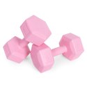 Hantle sześciokątne zestaw 2x5 kg ciężarki do ćwiczeń obciążniki fitness różowe ModernHome ModernHome
