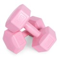Hantle sześciokątne zestaw 2x5 kg ciężarki do ćwiczeń obciążniki fitness różowe ModernHome ModernHome