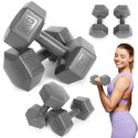 Hantle sześciokątne zestaw 2x5 kg ciężarki do ćwiczeń obciążniki fitness szare ModernHome ModernHome