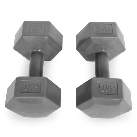Hantle sześciokątne zestaw 2x5 kg ciężarki do ćwiczeń obciążniki fitness szare ModernHome ModernHome Hantle sześciokątne zestaw 2x5 kg ciężarki do ćwiczeń obciążniki fitness szare ModernHome ModernHome