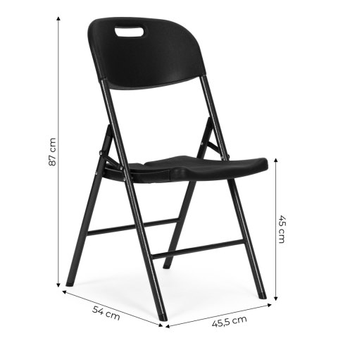 Komplet 2 krzeseł składanych zestaw cateringowy metal HDPE czarne ModernHome ModernHome Komplet 2 krzeseł składanych zestaw cateringowy metal HDPE czarne ModernHome ModernHome
