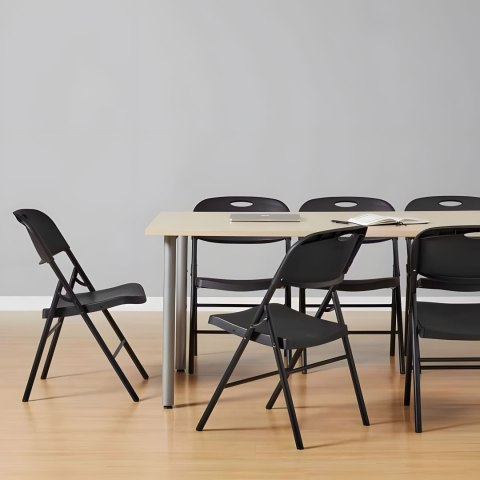 Komplet 2 krzeseł składanych zestaw cateringowy metal HDPE czarne ModernHome ModernHome Komplet 2 krzeseł składanych zestaw cateringowy metal HDPE czarne ModernHome ModernHome