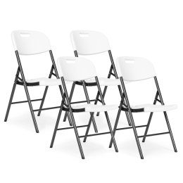 Komplet 4 krzeseł składanych zestaw cateringowy metal HDPE białe ModernHome ModernHome